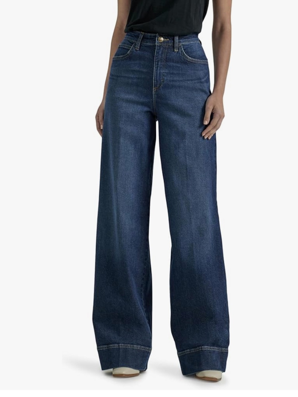 Lee Dark Indigo High Rise Wide-Leg Jeans